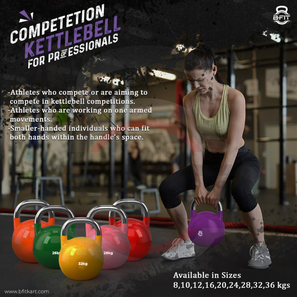 B Fit Competition Kettlebell 32 KG  Professional Grade Kettlebell for Fitness Weightlifting Core Training