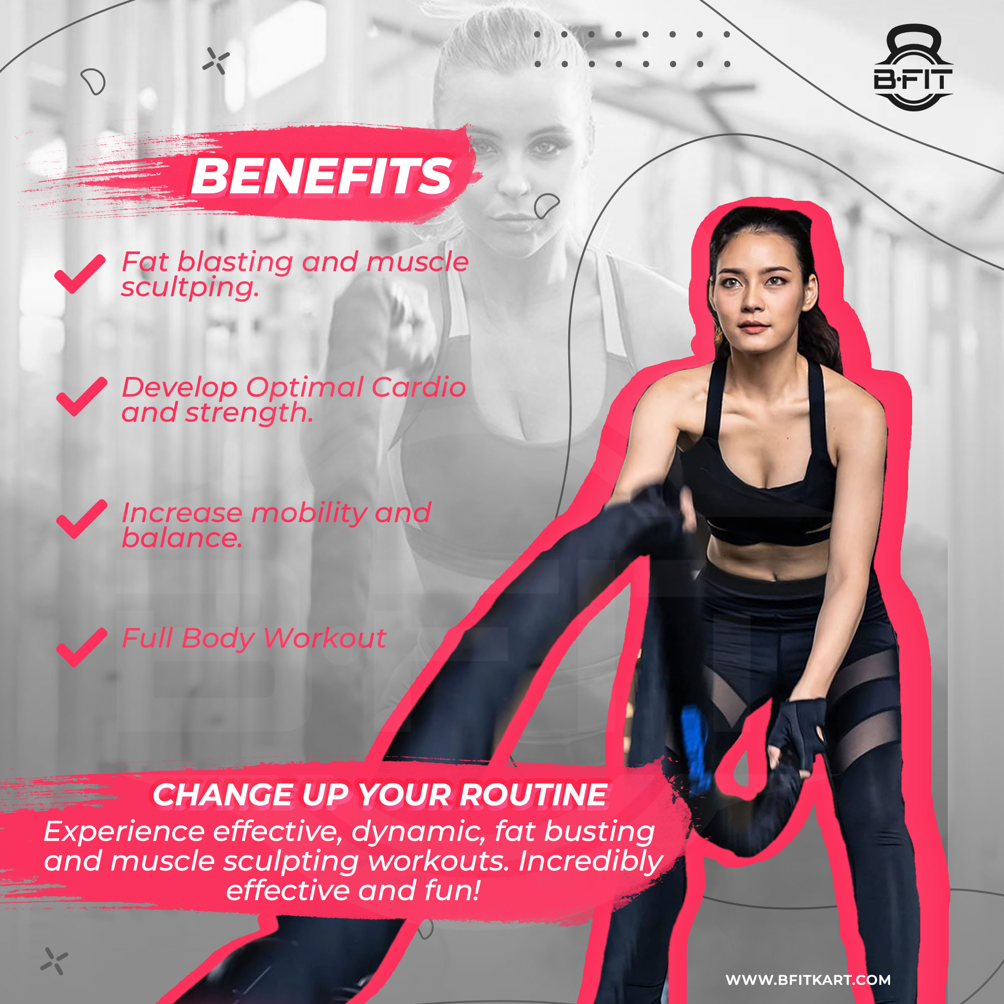 B Fit Battle Rope With Sleeves Length 30 Feet 15 Thick with Anchor Kit Full Body Workout Equipment to Lose Fat Boost Strength Fast Efficient Heavy Rope