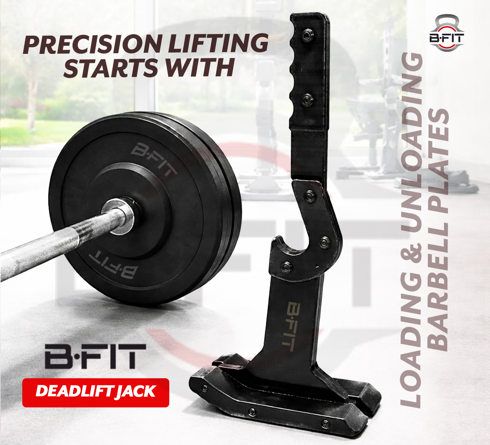 B Fit Deadlift JackBarbell Jack Unload 660LB Barbell Stand with Non-Slip Handle and Base Perfect for Deadlift and Powerlifting