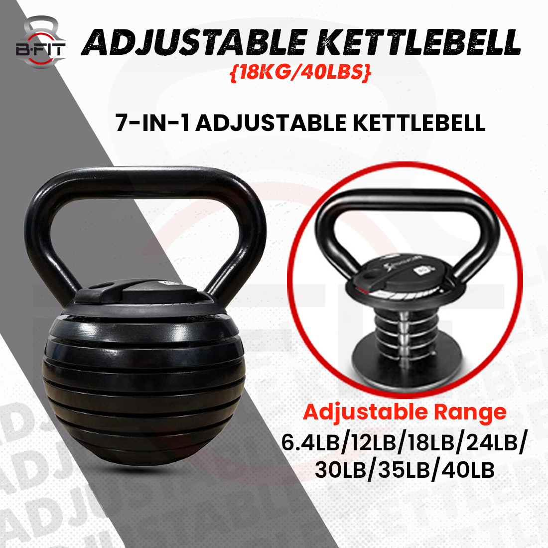 B Fit Adjustable Kettlebell SetStrength Training Kettlebells 10 15 20 25 30 35 40 LbGreat Assistant for Home Office Fitness