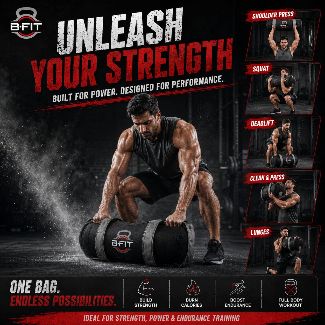 B Fit Fitness Sand Bag 5 Kg for Workout Heavy Duty Sand Bags Weights for Crossfit at Home Workouts Cross-Training Conditioning and Exercise