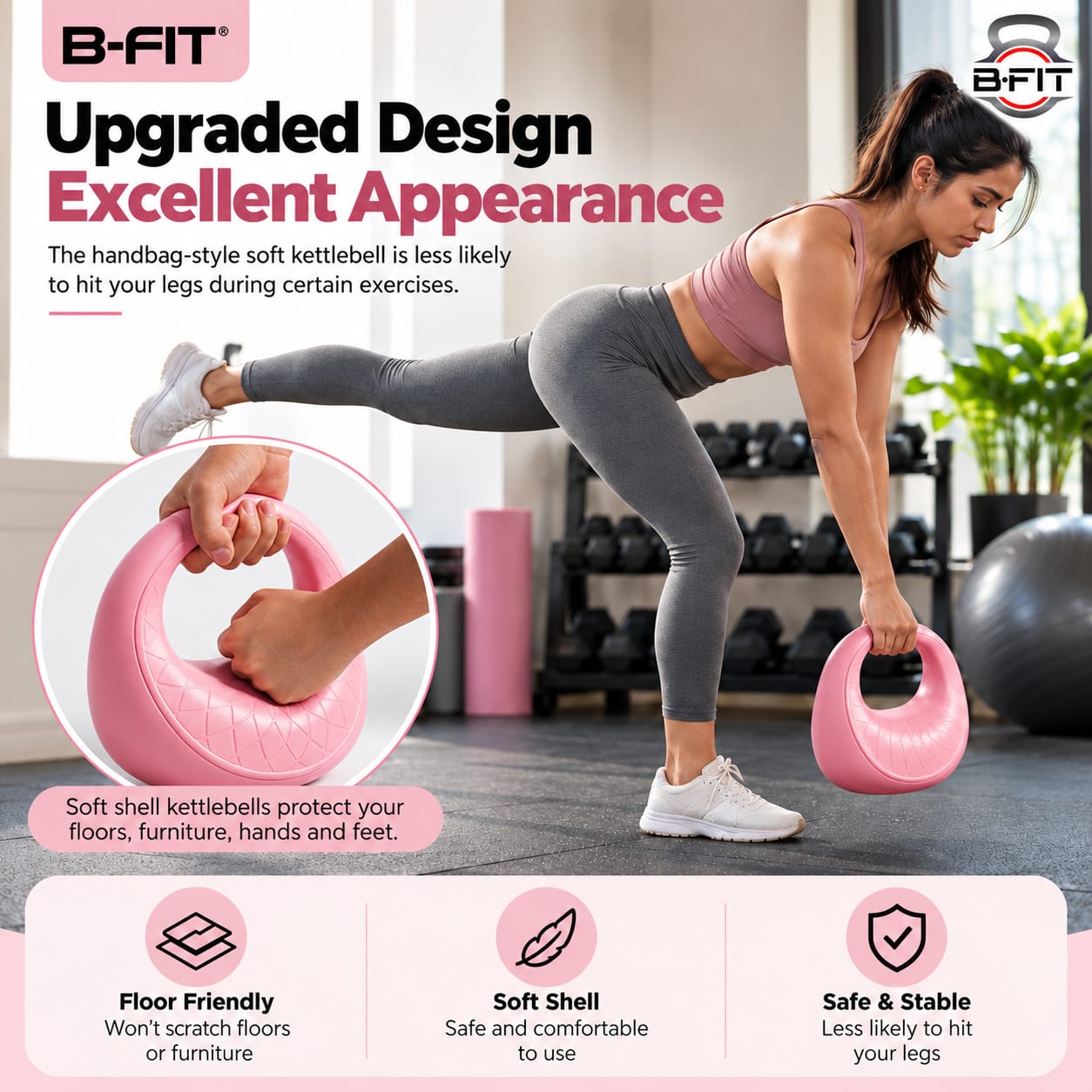 B Fit 4 Kg HandHeld Design Soft Kettlebell with Cushioned