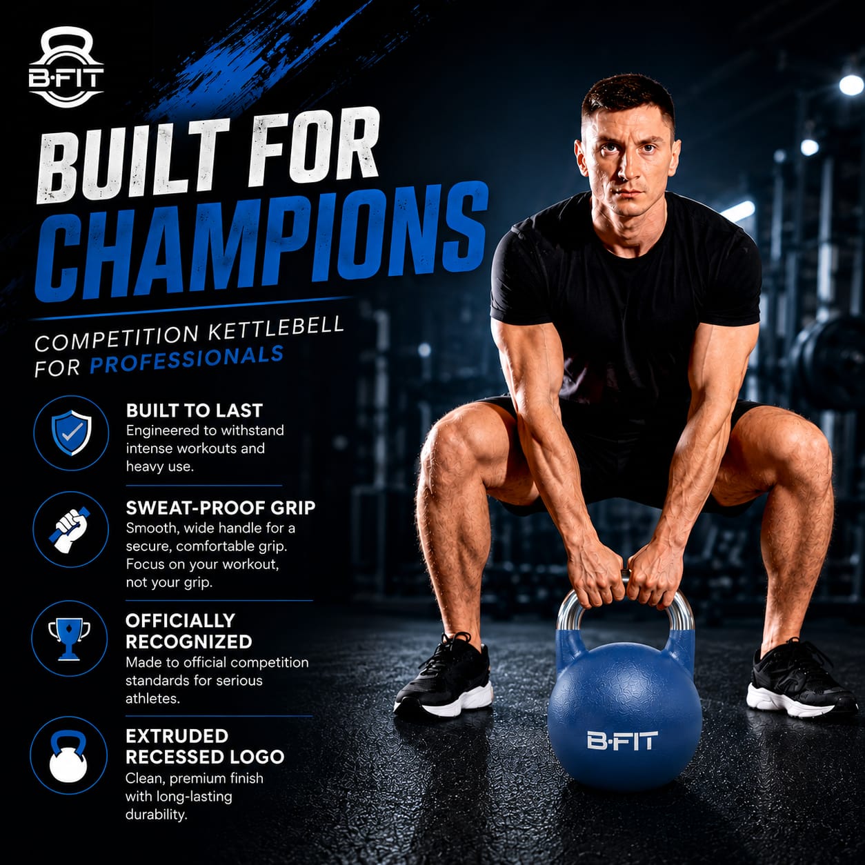 B Fit Matte Finish Competition Kettlebell 10 Kg Weight Workout Gym Equipment and Strength training sets for Women and Men for Home Gym - Suitable for Repetition Workouts