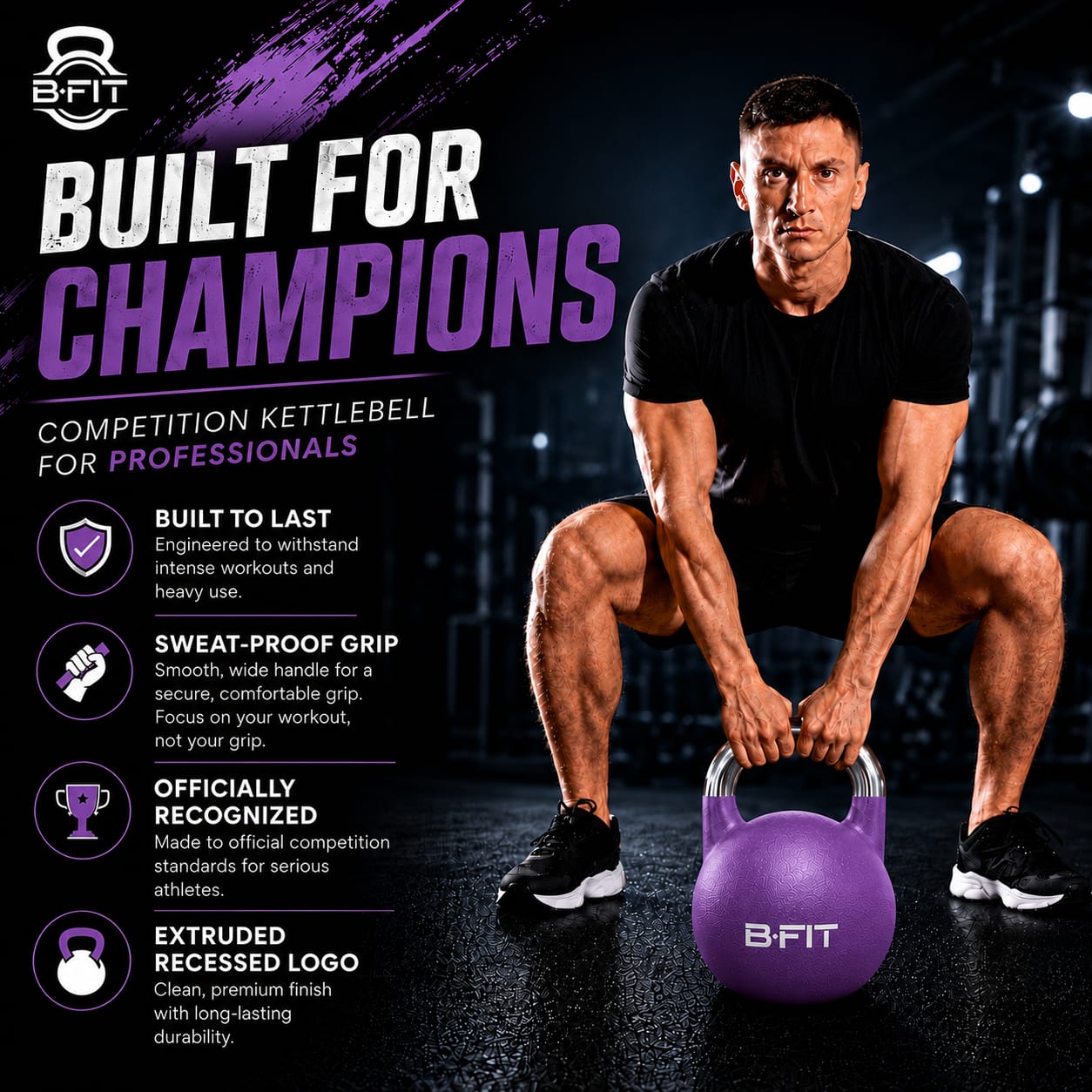 B Fit Matte Finish Competition Kettlebell 6 Kg Weight Workout Gym Equipment and Strength training sets for Women and Men for Home Gym - Suitable for Repetition Workouts