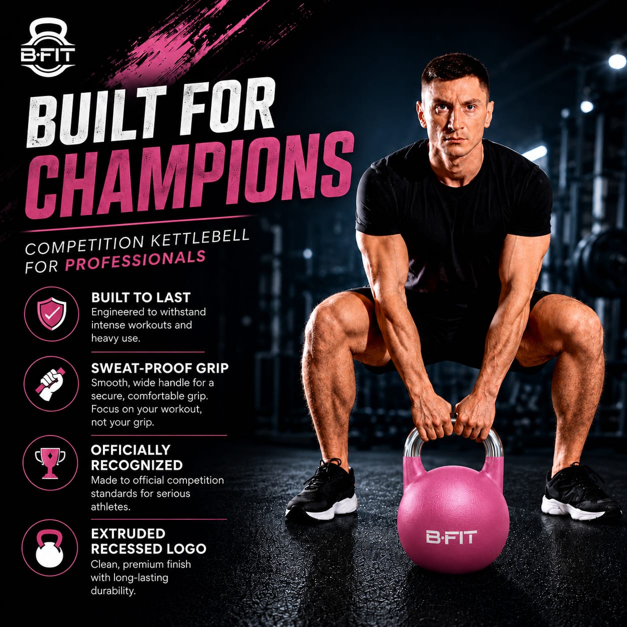 B Fit Matte Finish Competition Kettlebell 8 Kg Weight Workout Gym Equipment and Strength training sets for Women and Men for Home Gym - Suitable for Repetition Workouts