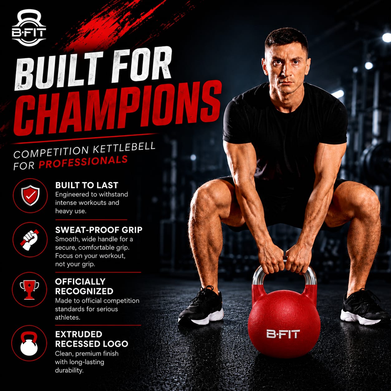 B Fit Matte Finish Competition Kettlebell 12 Kg Weight Workout Gym Equipment and Strength training sets for Women and Men for Home Gym - Suitable for Repetition Workouts
