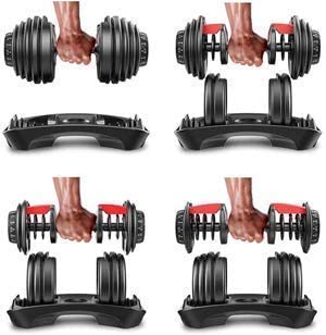 B Fit 525 lbs Adjustable Dumbbells Set 5 to 525 Lbs Fast Adjusting Dial Weights 15 Weights Adjustment with Handle and Weight Plate Set