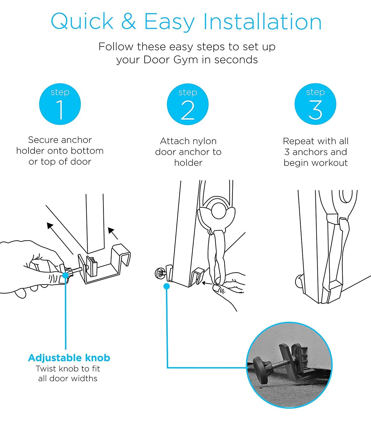 B FIT Door Gym Home Gym Total Body Resistance Training Exercise System Foam Padded Handles Fits Any Door