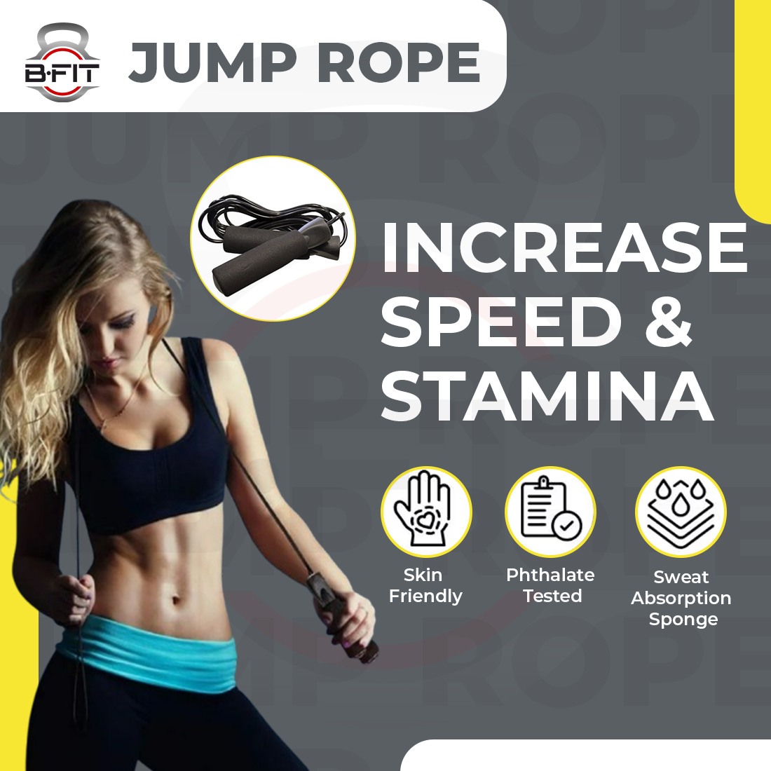 B Fit PVC Black Jump Rope