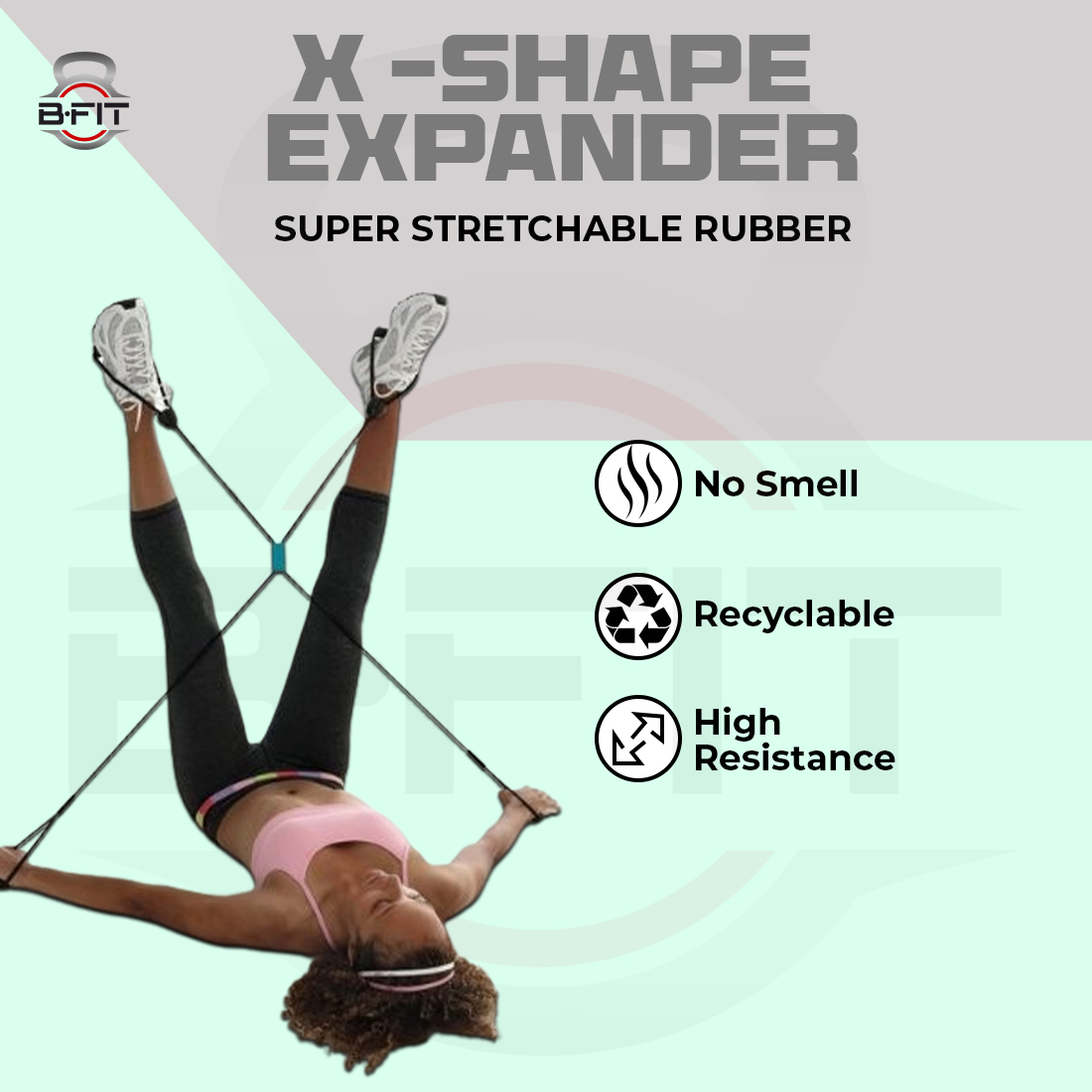 B Fit X -Shape ExpanderFitness eco-Friendly X- Shape Chest Expander