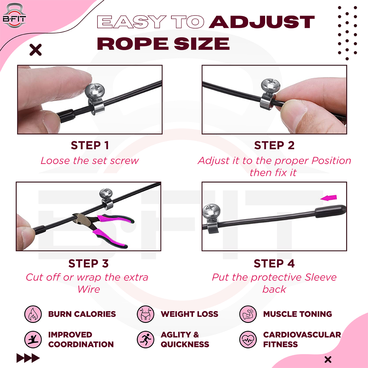 B Fit Speed Jump Rope Assorted Colors for Cross Fit Speed Skip Rope Training Adjustable Jumping Rope for Cardio Fitness Exercise