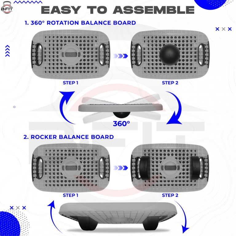 B Fit 4-In-1 Aerobic Step Platform - Adjustable Multifunctional Balance Board Steppers for Exercise Stepper Platform - Home Workout Step Up Exercise Step Platform For Balance Gym Class Non Slip