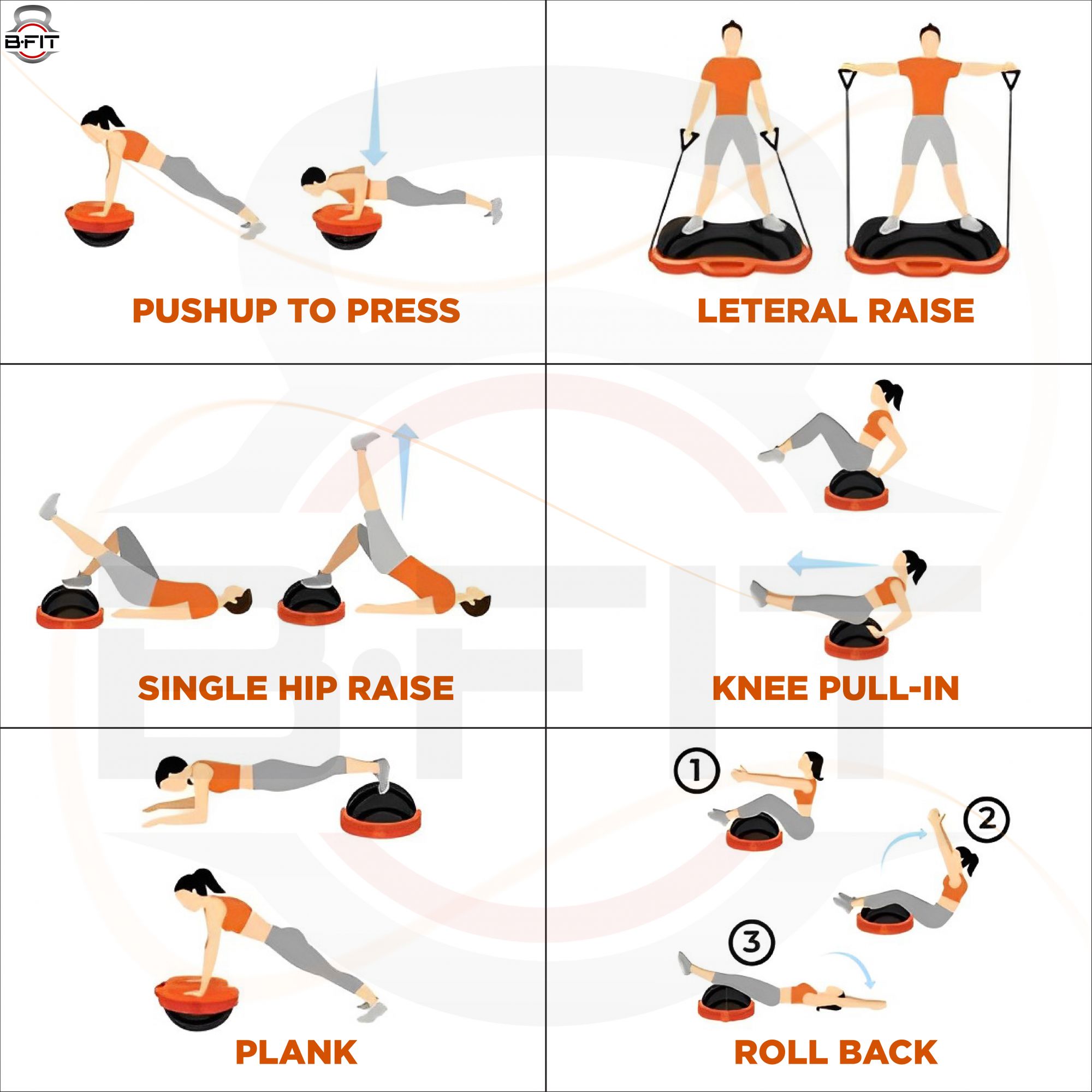 B FIT Balance Trainer Stability Half Bosu Ball with Resistance bands and Pump - Improve Core and Ab Strength With Full Body Home Gym Workouts Or Fitness Training