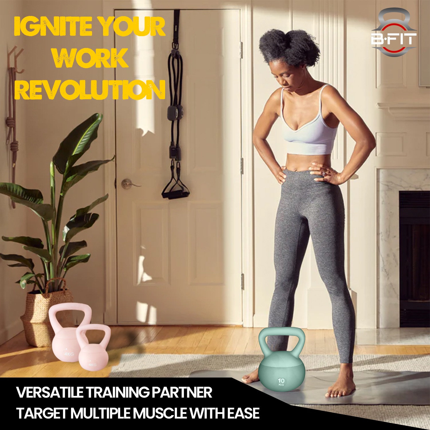 B Fit Soft Kettlebells 10 Kg with Cushioned Impact-Resistant Base and Anti-Slip