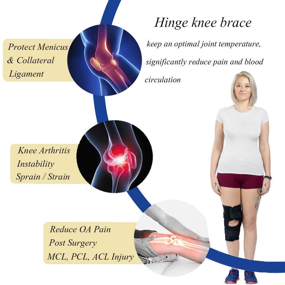 B Fit Hinged Knee Brace - Adjustable Open Patella with Straps Side Stabilizers - Compression Support for ProtectionPain Relief - Trauma ACL LCL MCL Tears ArthritisTendon Injuries