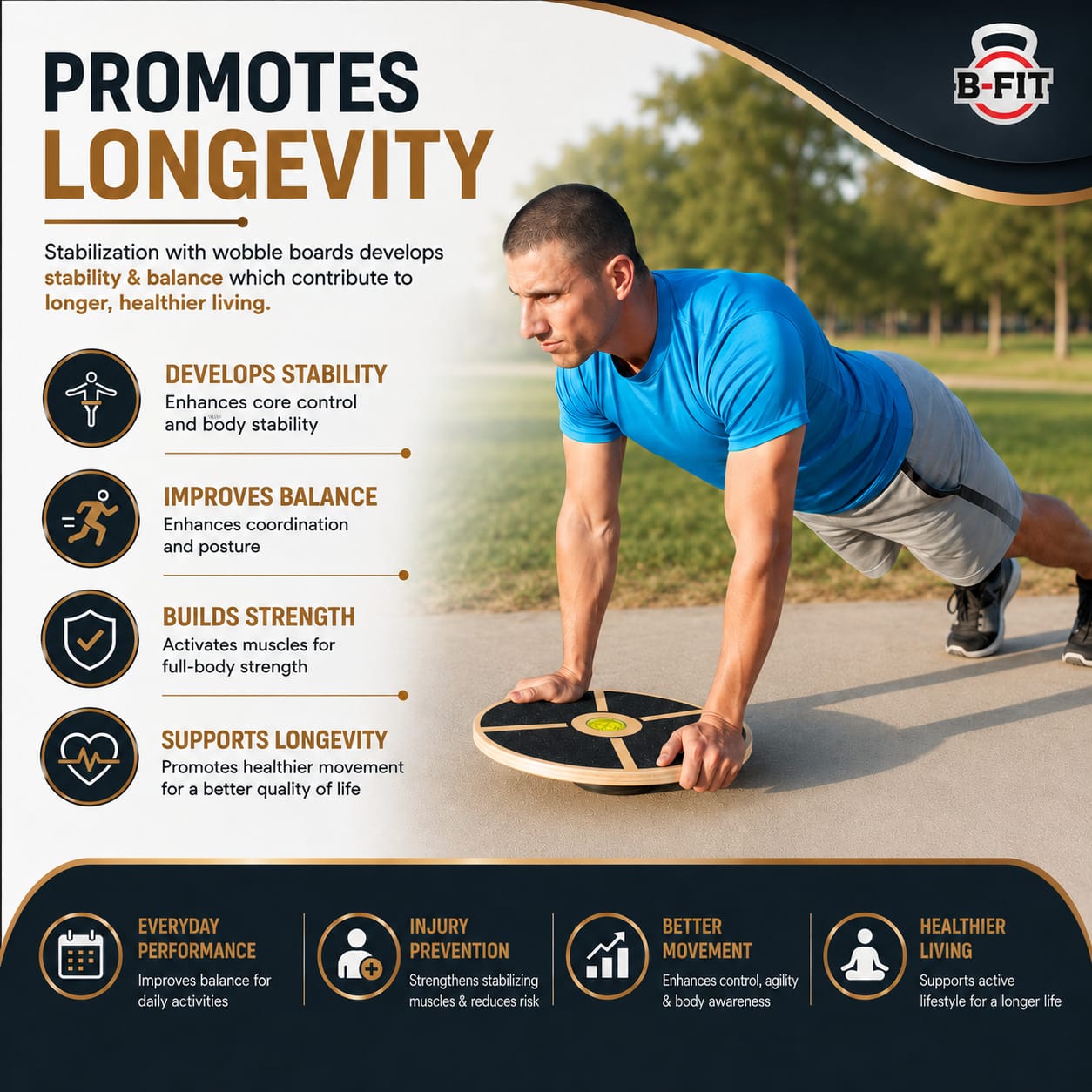 B Fit B Fit Round Balance Wooden Board Wooden Balance Training