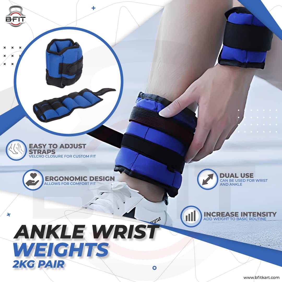 Ankle Wrist Weights 1 Pair 2 25 Kg Each with Fully Adjustable Strap for Arm Hand Leg - Best for Walking Jogging Gymnastics Aerobics