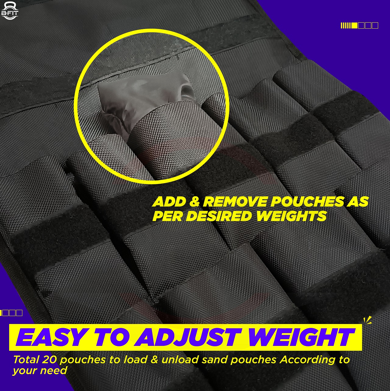 B Fit Short Style Adjustable Weighted Vest Jacket weight 1015 Kgs