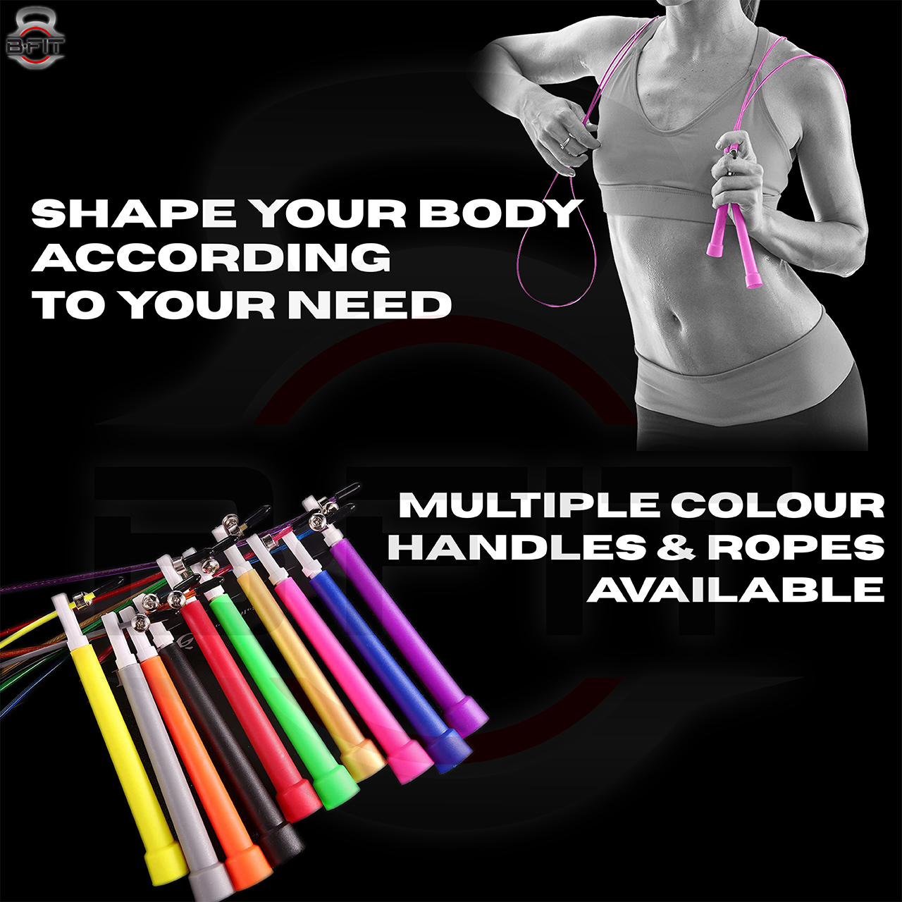 B Fit Speed Jump Rope Assorted Colors for Cross Fit Speed Skip Rope Training Adjustable Jumping Rope for Cardio Fitness Exercise