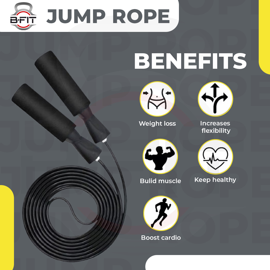B Fit PVC Black Jump Rope