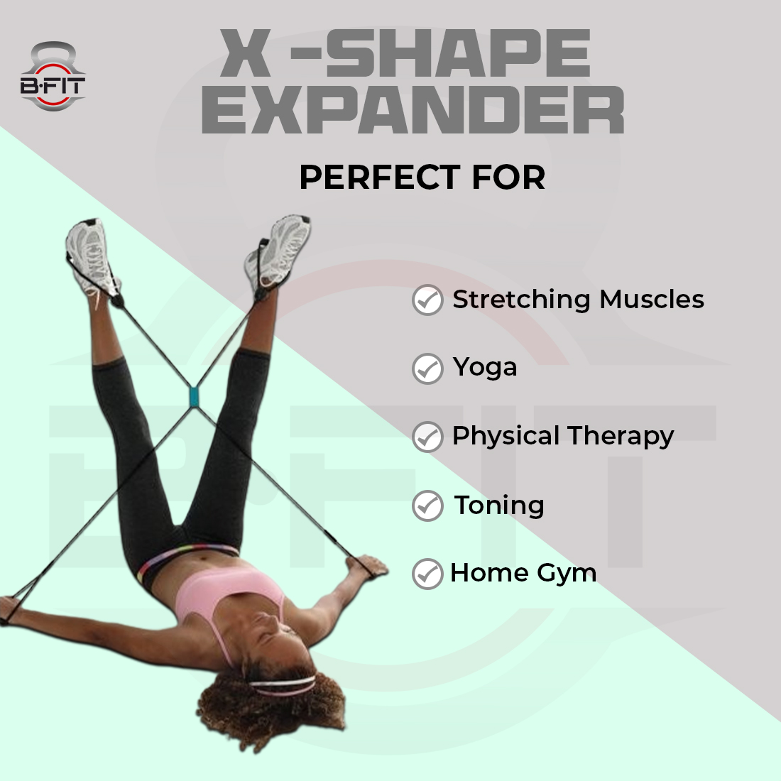 B Fit X -Shape ExpanderFitness eco-Friendly X- Shape Chest Expander