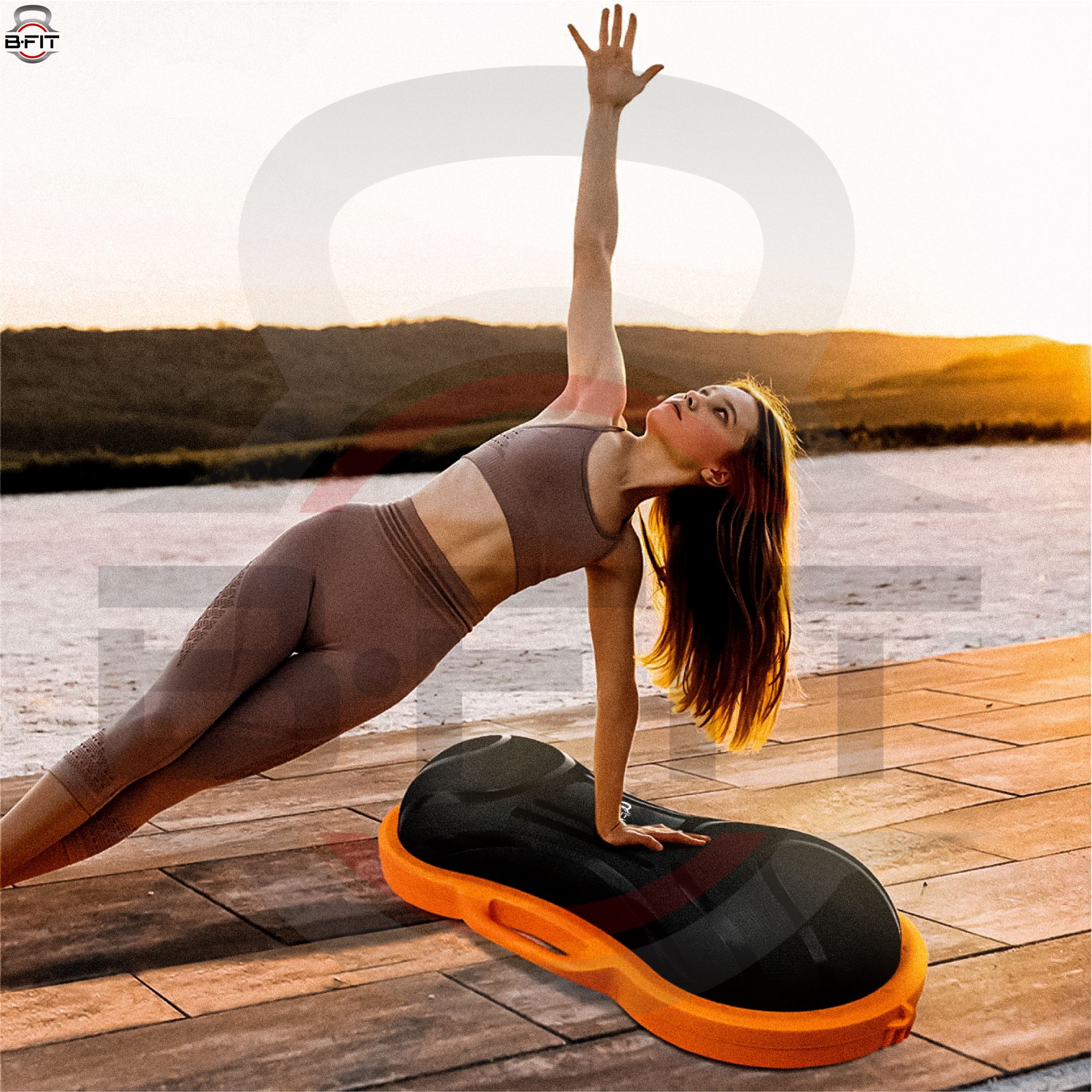 B FIT Balance Trainer Stability Half Bosu Ball with Resistance bands and Pump - Improve Core and Ab Strength With Full Body Home Gym Workouts Or Fitness Training