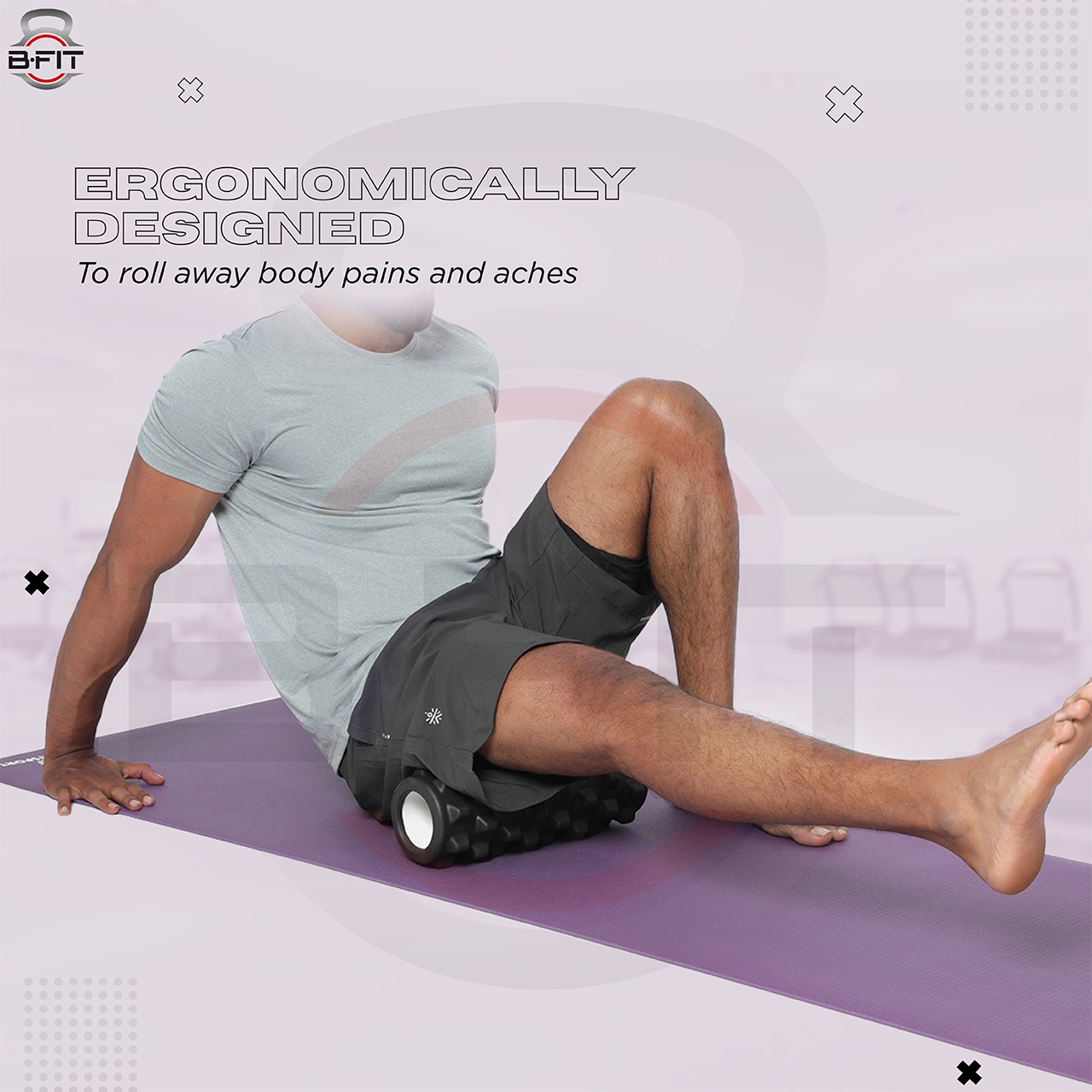 B Fit Yoga 13 Inch Foam Roller with Carry Bag for Back Pilates Exercise Massager Roller for Back Massage Assorted Colour