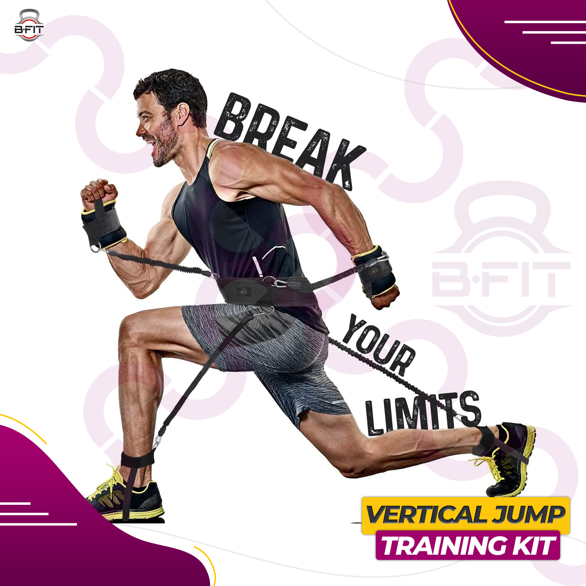 B FIT Leg Strength and Agility Training Strap System Strength Training Rope for Football Basketball Taekwondo Yoga Boxing Equipment Vertical Jump Trainer Kit