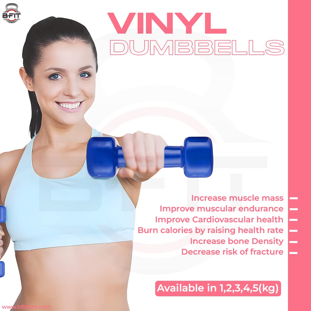 B fit Vinyl Square shape Dumbbell 1 Kg Pair Packing