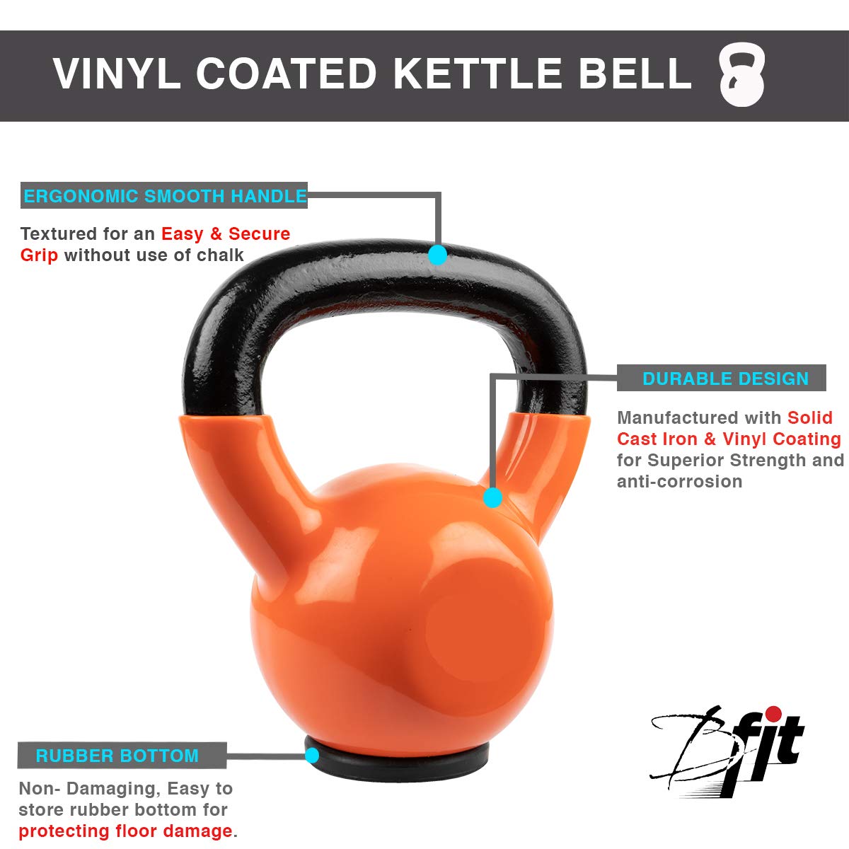 B fit Vinyl Kettlebell 2 Kg with Base