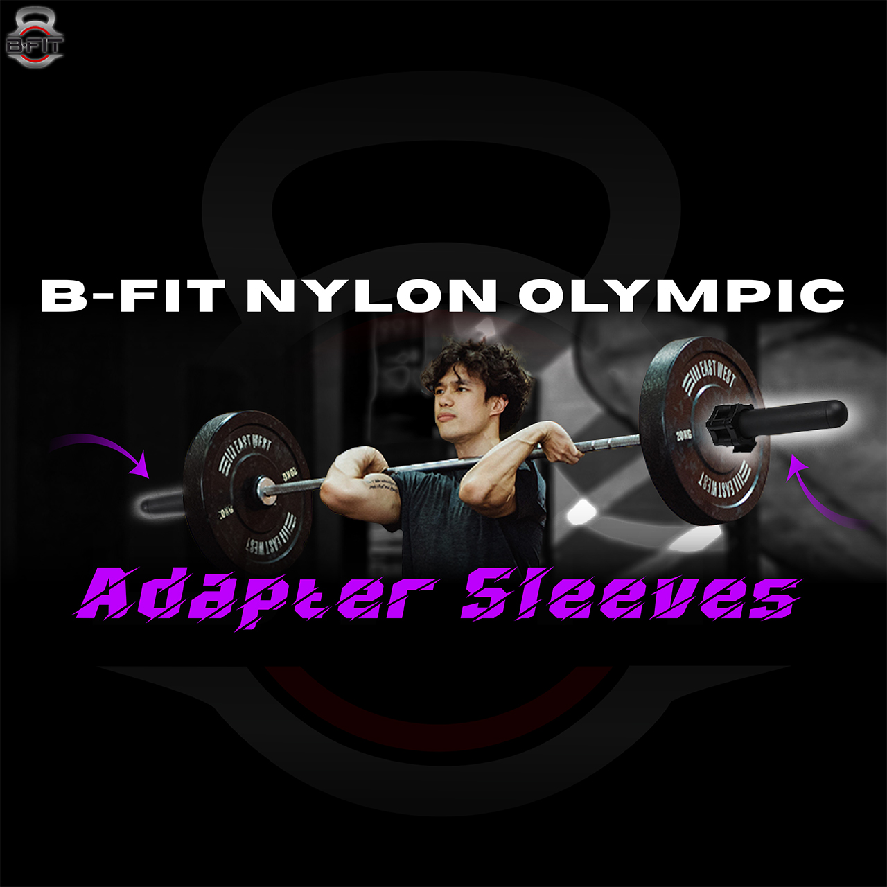 B Fit 2 Pcs Nylon Olympic Adapter Sleeve 8 Convert 1 With Collars Pair Bars or Posts to 2 Olympic Bars 50 200MM