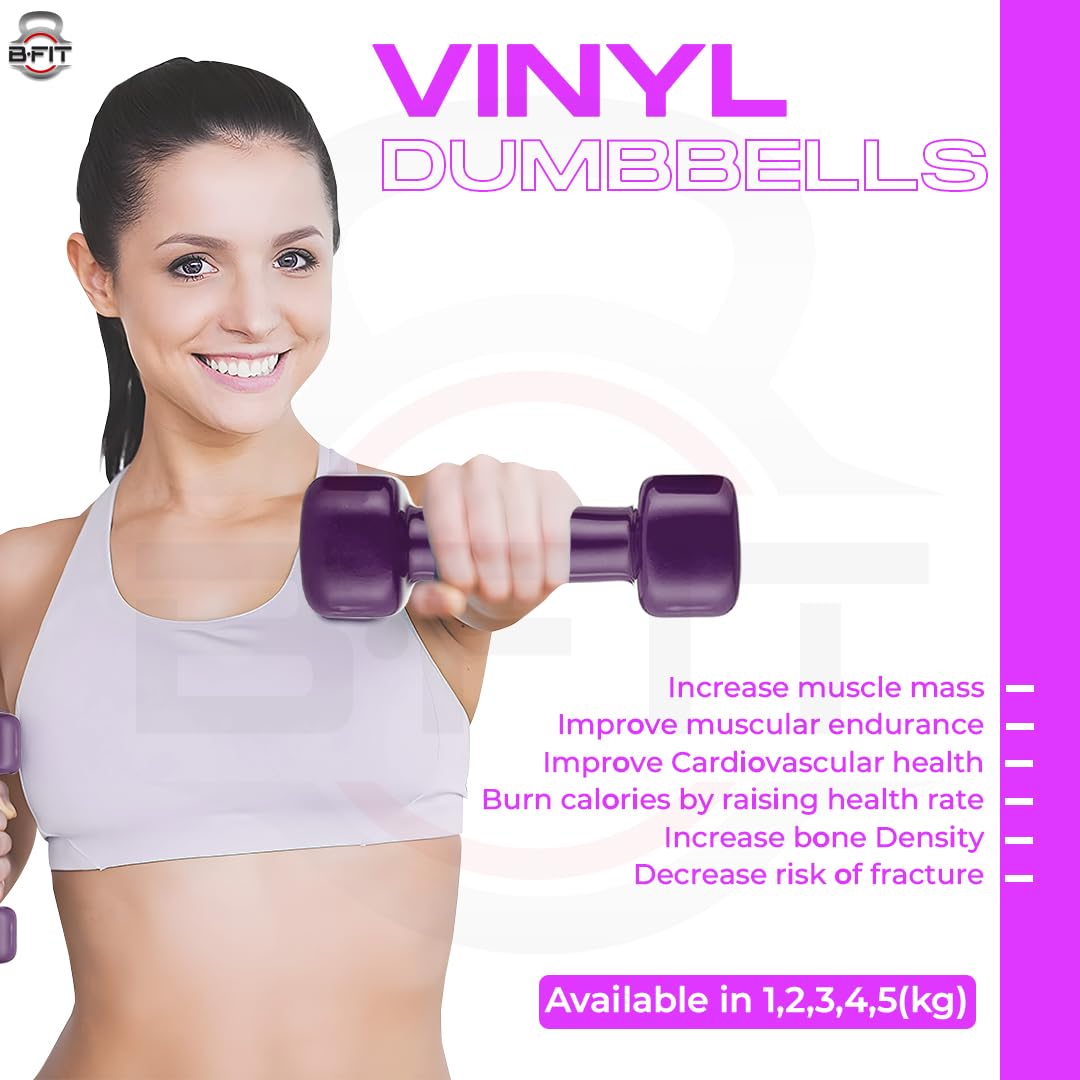 B fit Vinyl Square shape Dumbbell 3 Kg Pair Packing