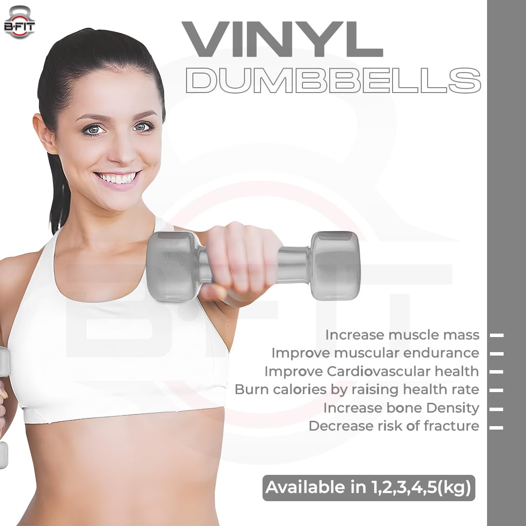 B fit Vinyl Square shape Dumbbell 5 Kg Pair Packing