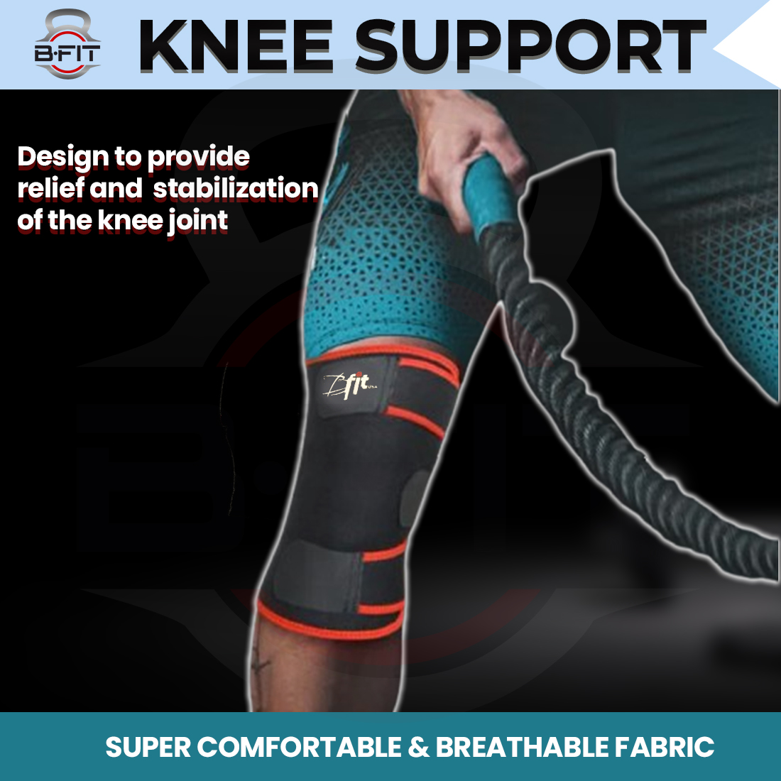 B Fit Adjustable Knee Support Black