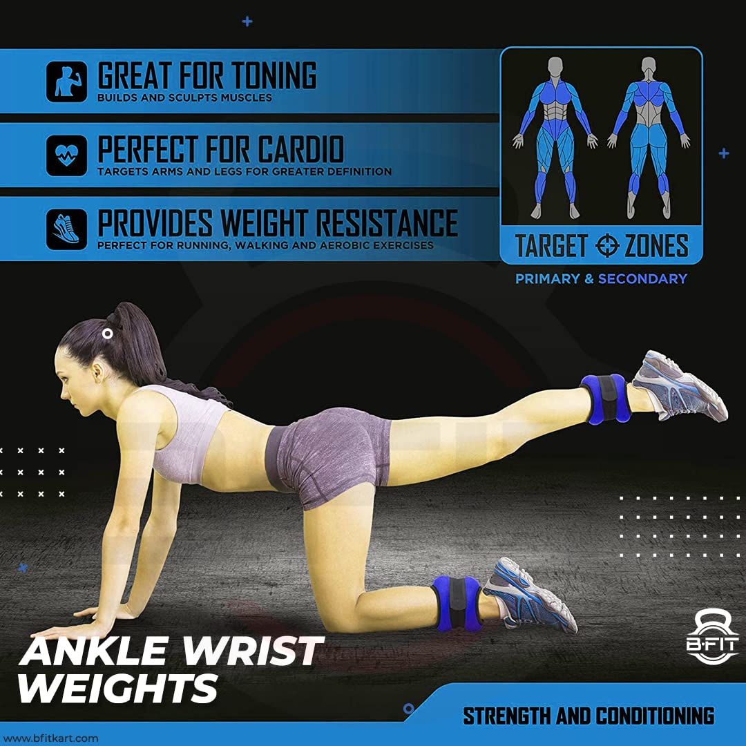 Ankle Wrist Weights 1 Pair 2 25 Kg Each with Fully Adjustable Strap for Arm Hand Leg - Best for Walking Jogging Gymnastics Aerobics