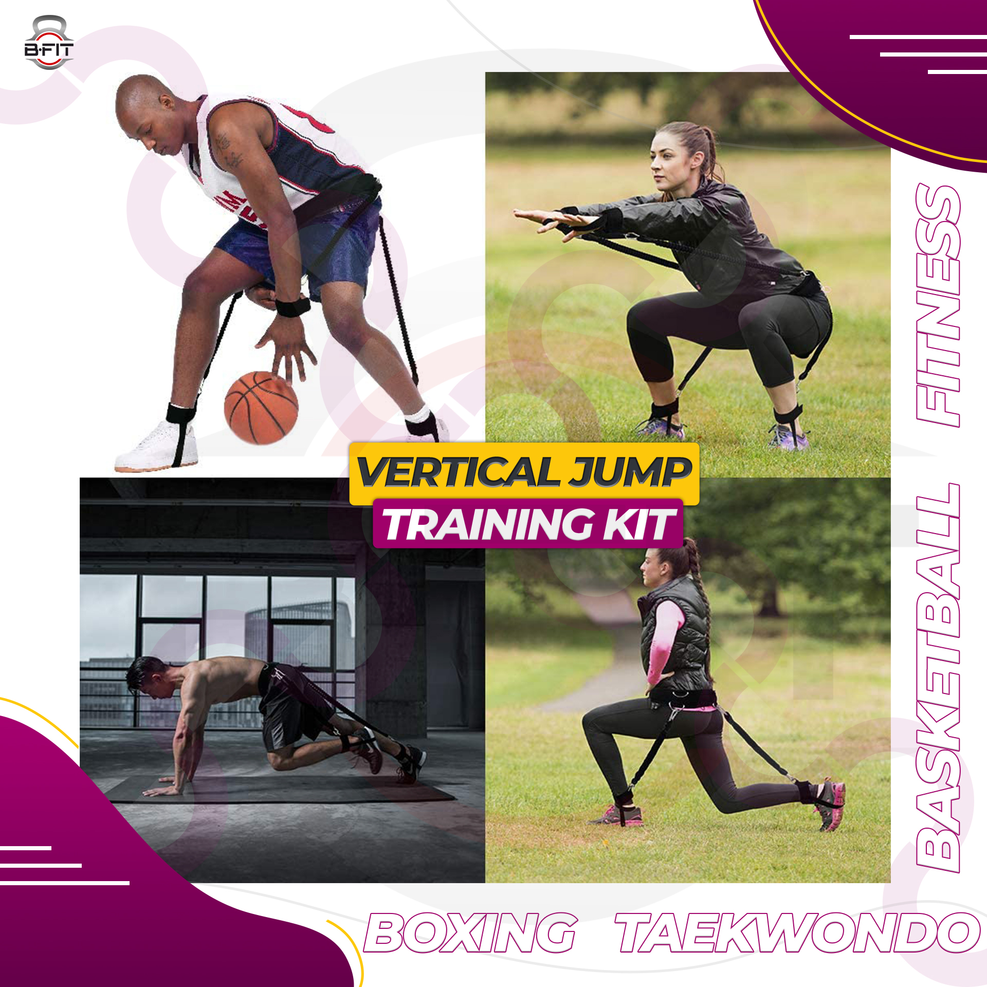 B FIT Leg Strength and Agility Training Strap System Strength Training Rope for Football Basketball Taekwondo Yoga Boxing Equipment Vertical Jump Trainer Kit