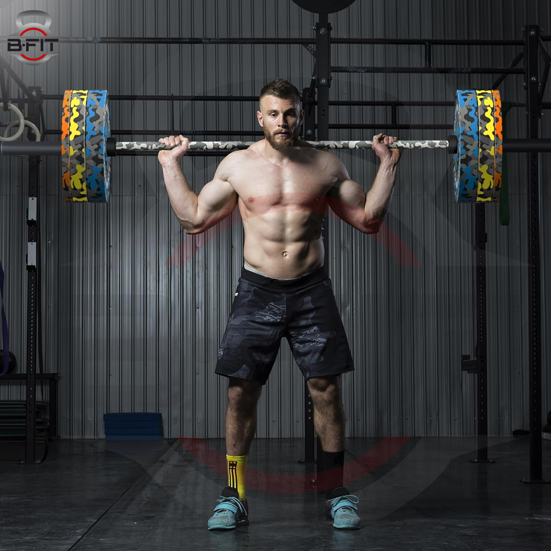 B Fit Olympic Barbell 7 Feet for Home Commercial Gym 1500-Pound Capacity With Collars