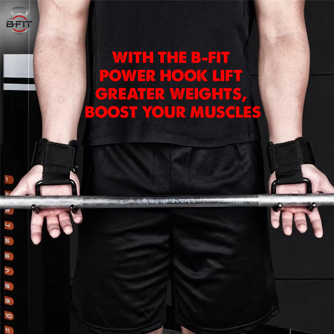B Fit Weightlifting Grip Hooks Heavy Duty Wrist Wraps Support Straps Power Weight Lifting Gloves Bodybuilding Deadlifts Pull Ups Home Gym Workout