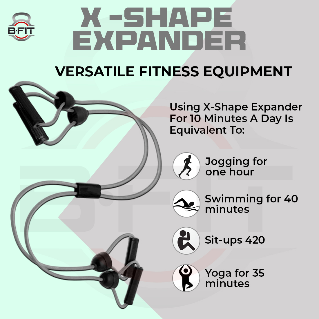 B Fit X -Shape ExpanderFitness eco-Friendly X- Shape Chest Expander