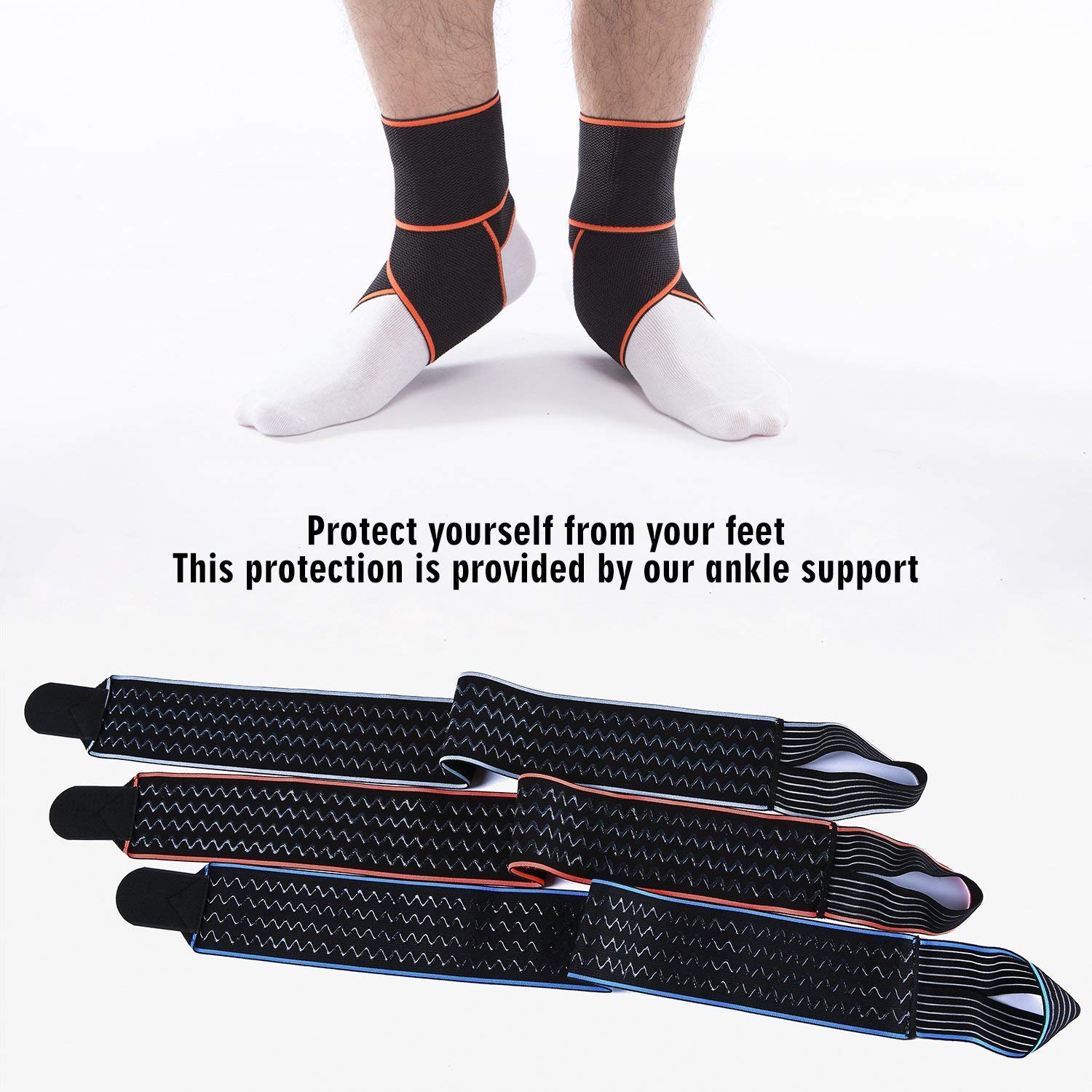 B Fit One Pair Ankle Brace Breathable Ankle Support Adjustable Ankle Stabilizer with Compression Wrap Support Suitable for Men Women Sports -One Size Fits All