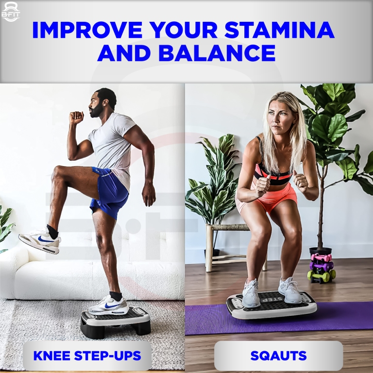 B Fit 4-In-1 Aerobic Step Platform - Adjustable Multifunctional Balance Board Steppers for Exercise Stepper Platform - Home Workout Step Up Exercise Step Platform For Balance Gym Class Non Slip