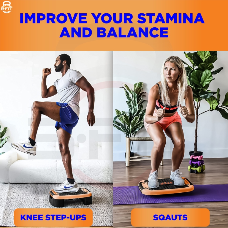 B Fit 4-In-1 Aerobic Step Platform - Adjustable Multifunctional Balance Board Steppers for Exercise Stepper Platform - Home Workout Step Up Exercise Step Platform For Balance Gym Class Non Slip