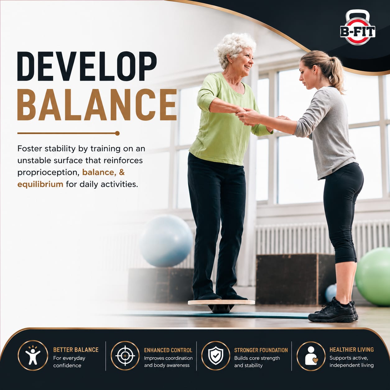 B Fit B Fit Round Balance Wooden Board Wooden Balance Training