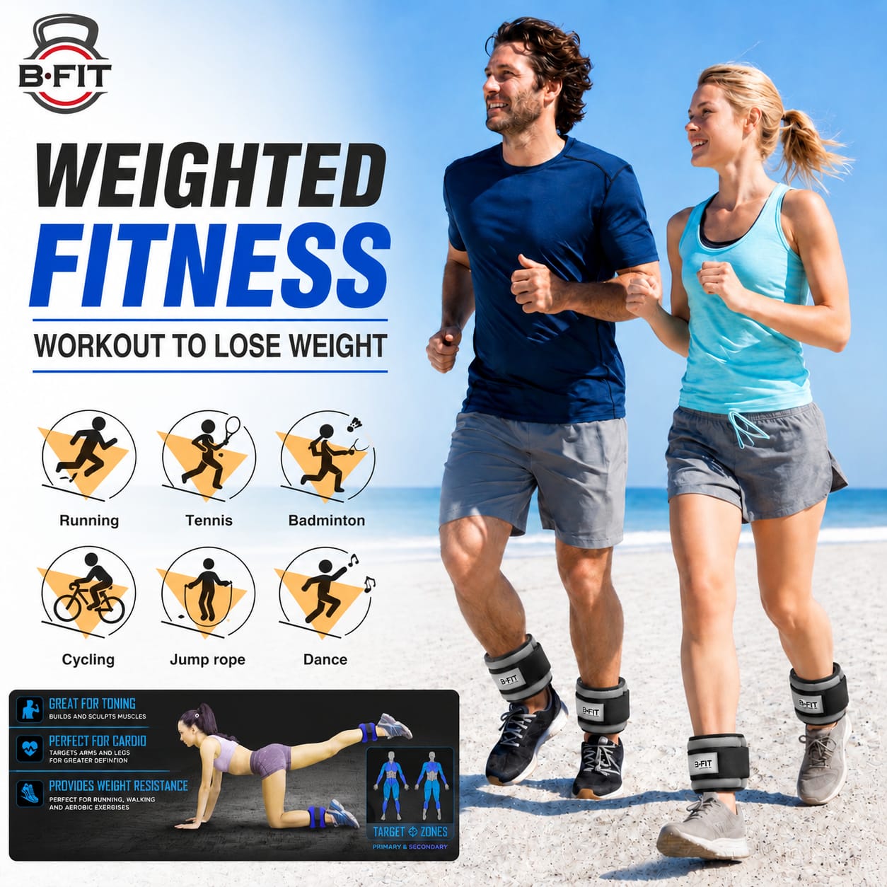 Ankle Wrist Weights 15 KgX 2 Each with Fully Adjustable Strap for Arm Hand Leg - Best for Walking Jogging Gymnastics Aerobics