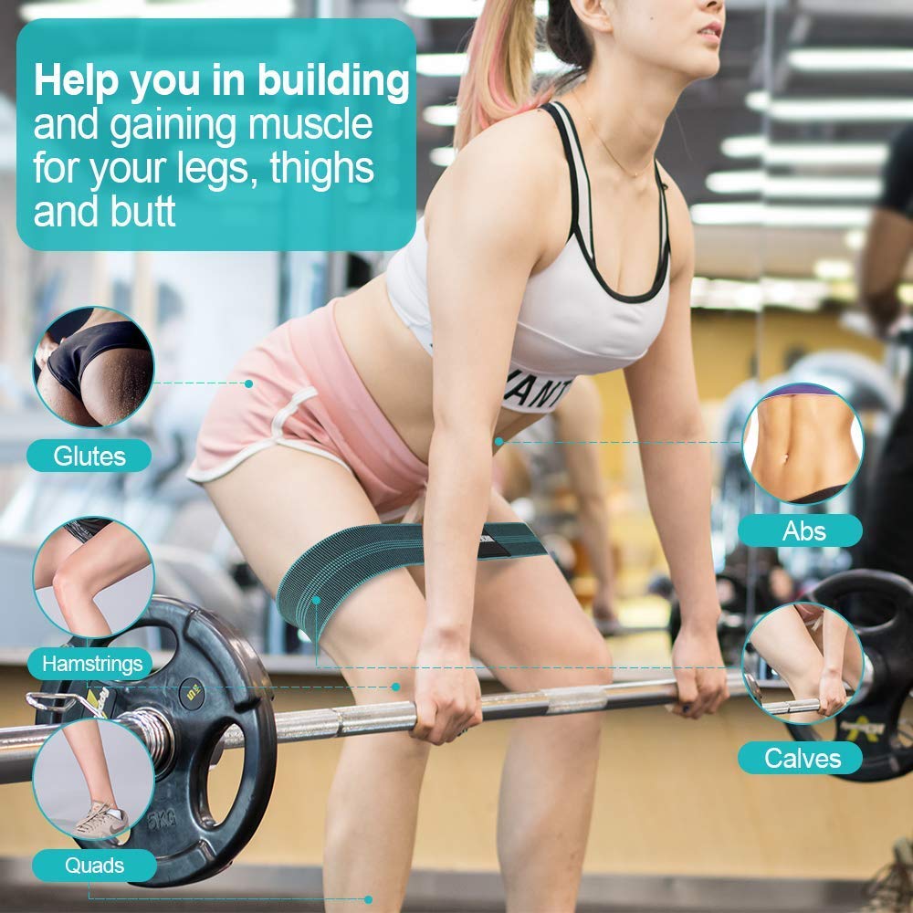 B Fit Resistance Bands for Legs and Butt Workout Exercise Hip Bands Fitness Booty Loop Non-Slip Bands for Squats Deadlifts Yoga Sport Pack of 3