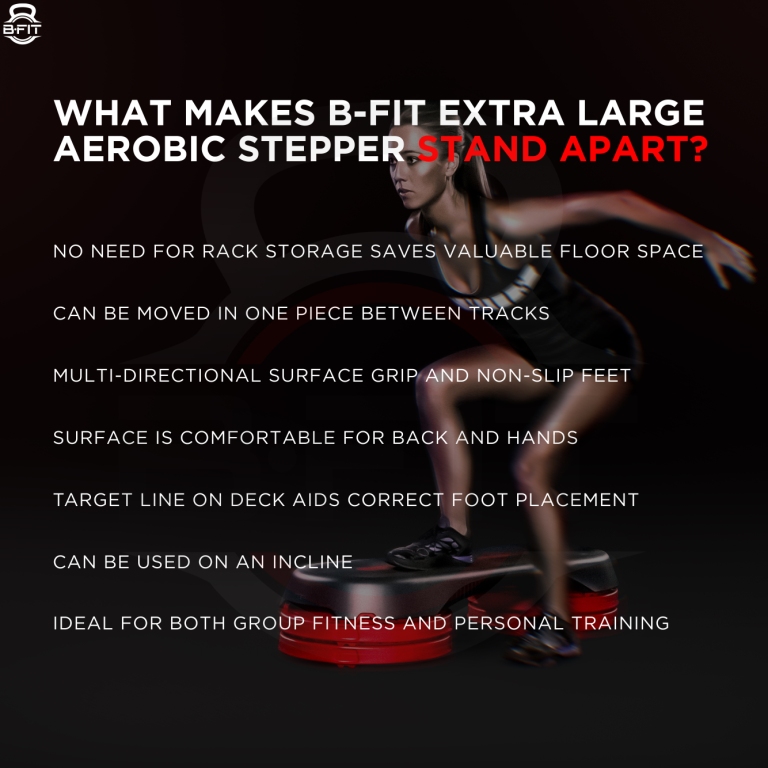 B Fit Aerobic Step Platform Steppers Size 106x36x20 Cm for Exercise Risers for Cardio Strength Training for Men Women Indoor Exercise FitnessRed and Black