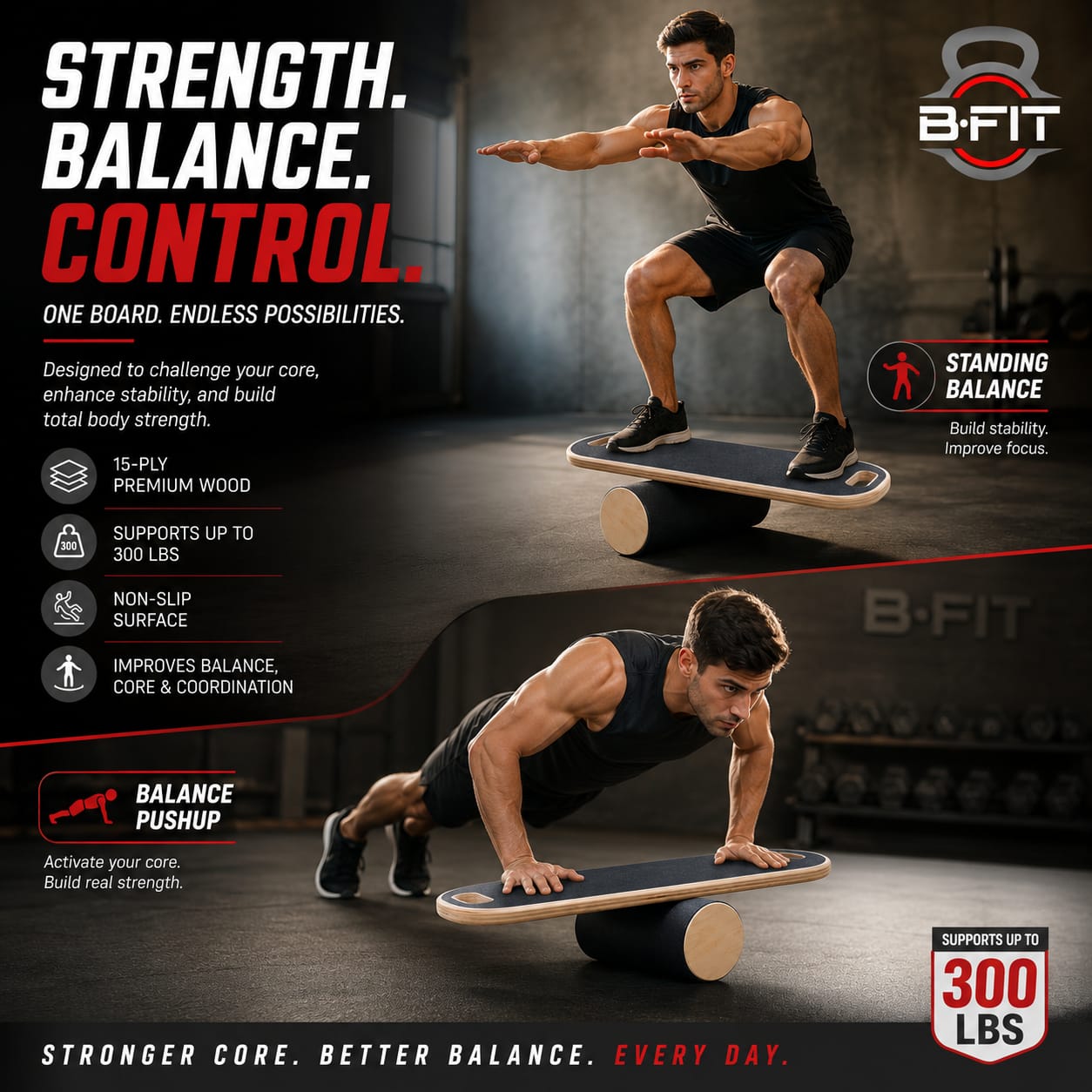 B Fit B Fit Balance Wooden Board Wooden Balance Training