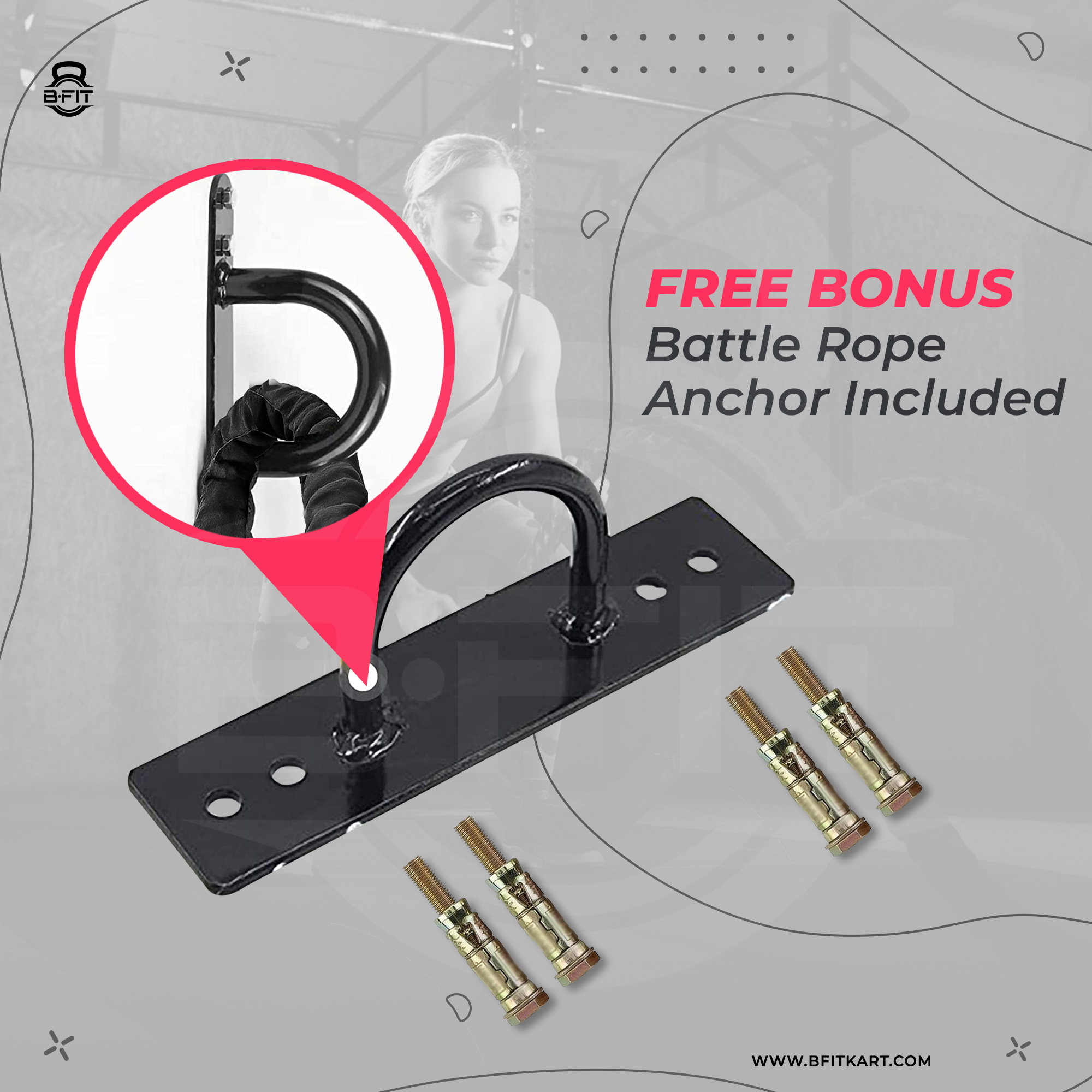 B Fit Battle Rope With Sleeves  Length 50 Feet  15 Thick with Anchor Kit  Full Body Workout Equipment to Lose Fat  Boost Strength Fast  Efficient Heavy Rope