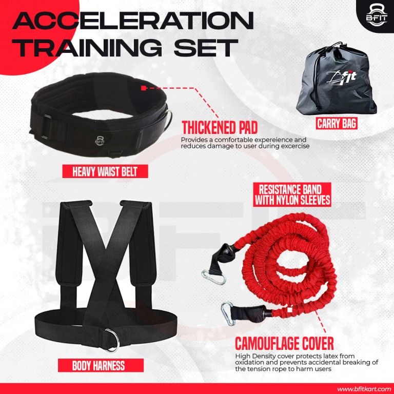 B Fit Resistance Trainer Acceleration Speed Cord - Agility and Speed Training Equipment for Resistance Training to Improve Strength