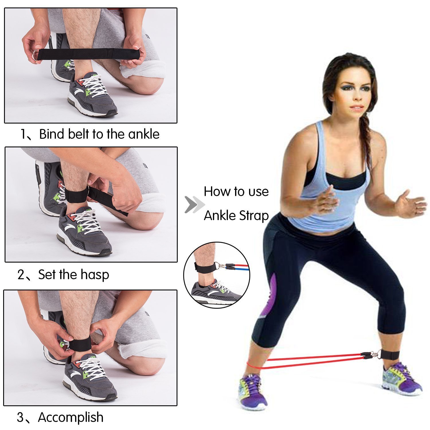 B FIT 11 Pcs Resistance Bands SetExercise Bands TPE Material Includes 5 Exercise Tubes1 Door Anchor2 Ankle Straps2 Handles 1 Bag